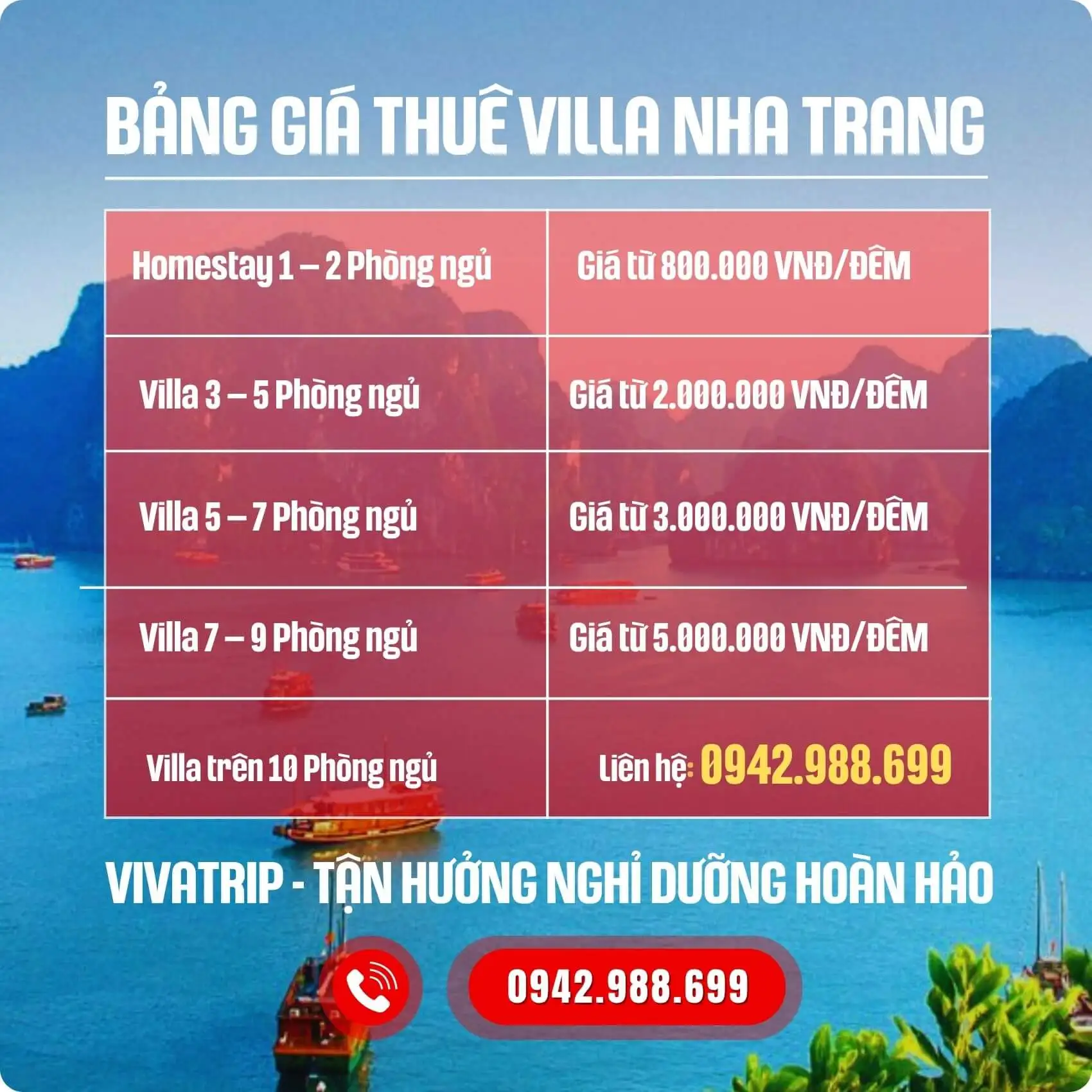 Bảng Giá Thuê Viila Nha Trang