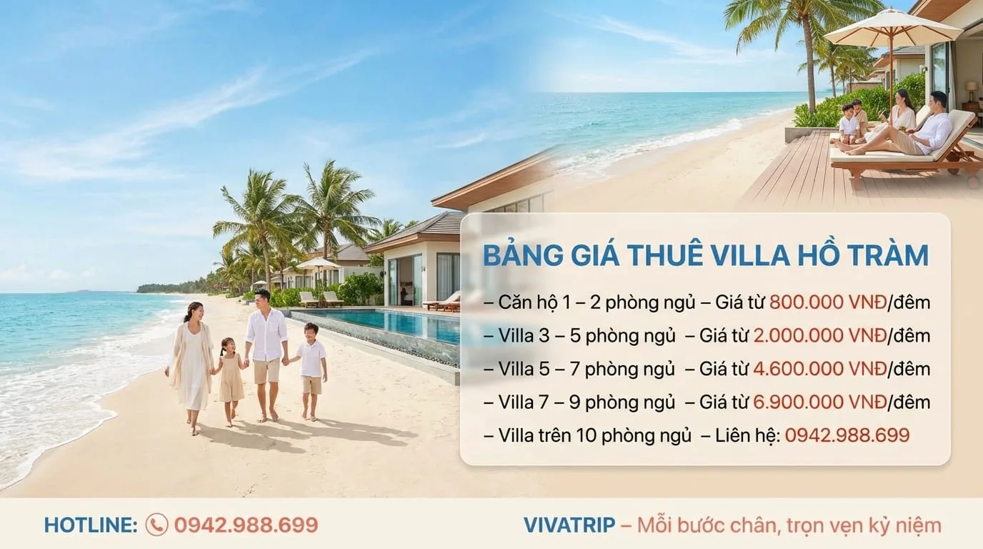 Bảng Giá Thuê Viila Hồ Tràm