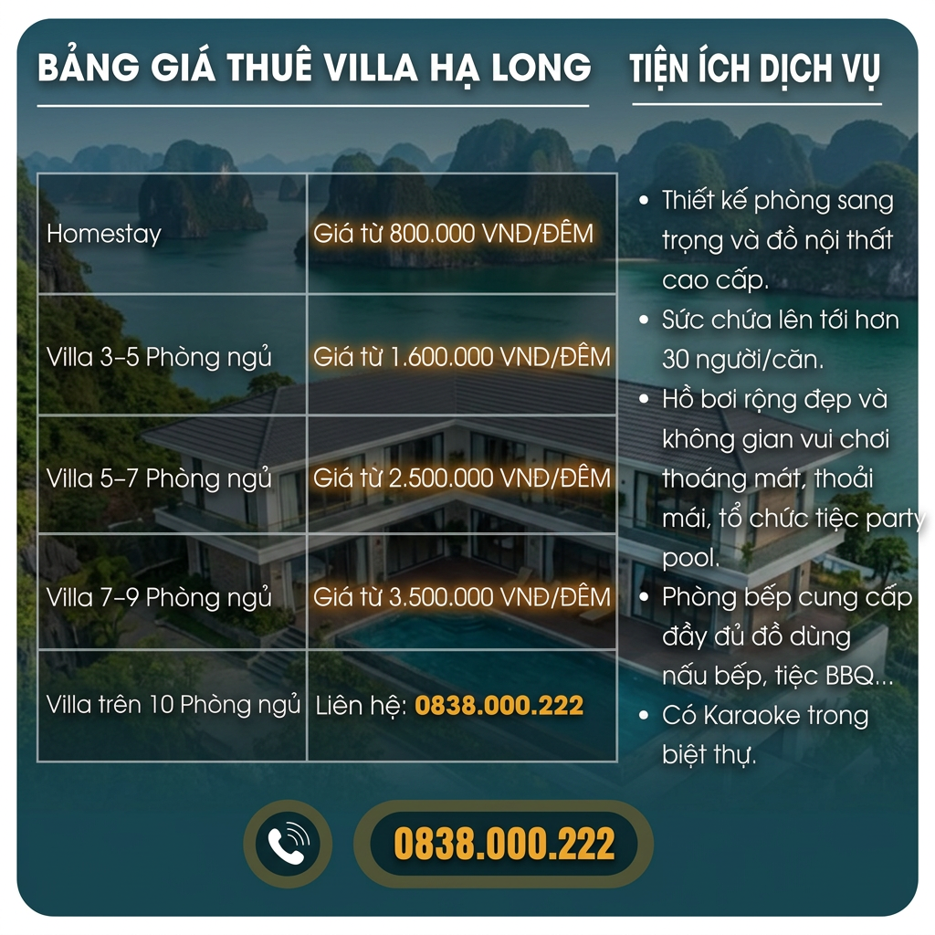 Bảng Giá Thuê Viila Hạ Long