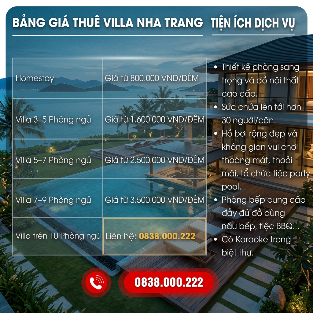 Bảng Giá Thuê Viila Nha Trang
